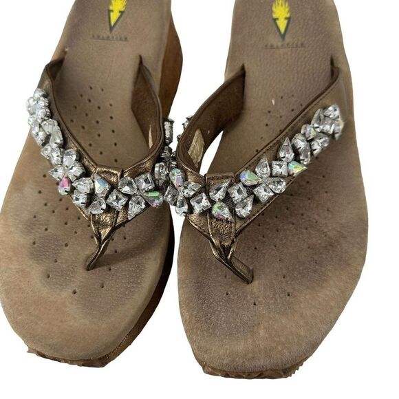 Very Volatile Platform Sandals Jeweled Bronze Metallic Python Womens Size 11 - Picture 4 of 13